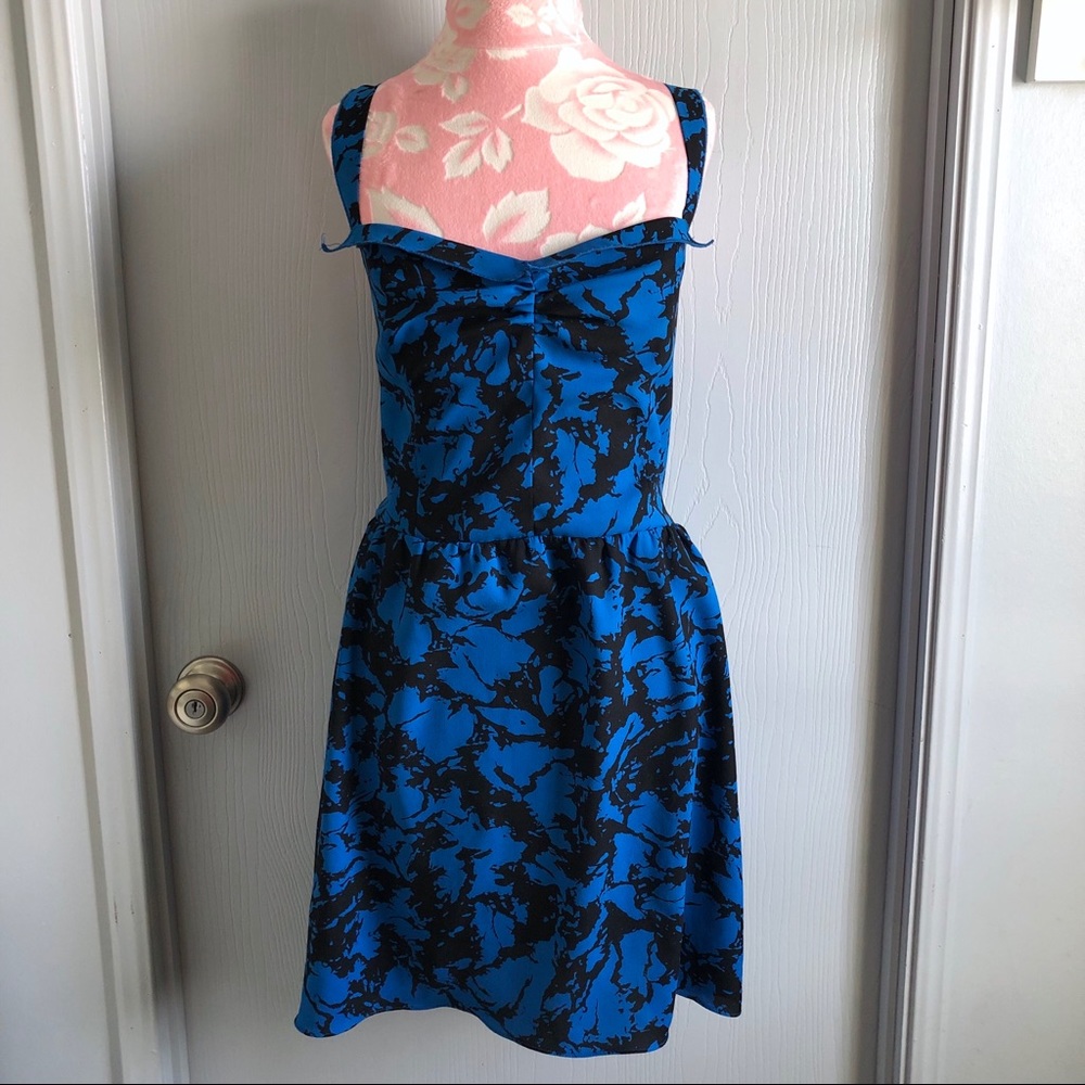 Black and Electric Blue Marble Pattern Dress